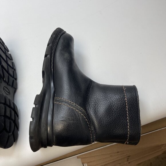 Pajar Black Utility Leather Chunky Boots Wom 7 US Warm Genuine Shearling Lining - Picture 14 of 15